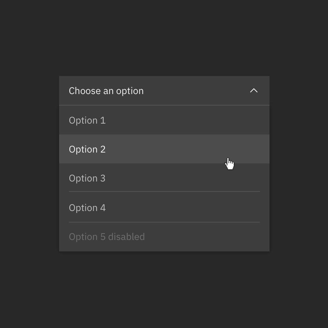 White dropdown on a Gray 10 background.